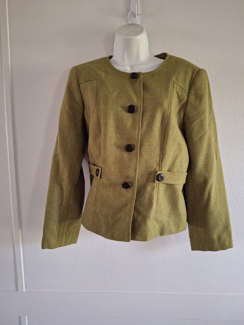 Women's Olive Green Button-Front Blazer Jacket